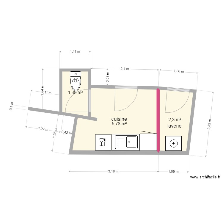 modification cuisine 2. Plan de 0 pièce et 0 m2