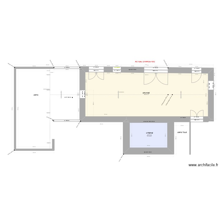 GOURSAT - RDC Grange ACTUELLE. Plan de 2 pièces et 115 m2