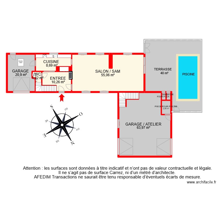 bi 8239 RDC PASCAL. Plan de 15 pièces et 242 m2