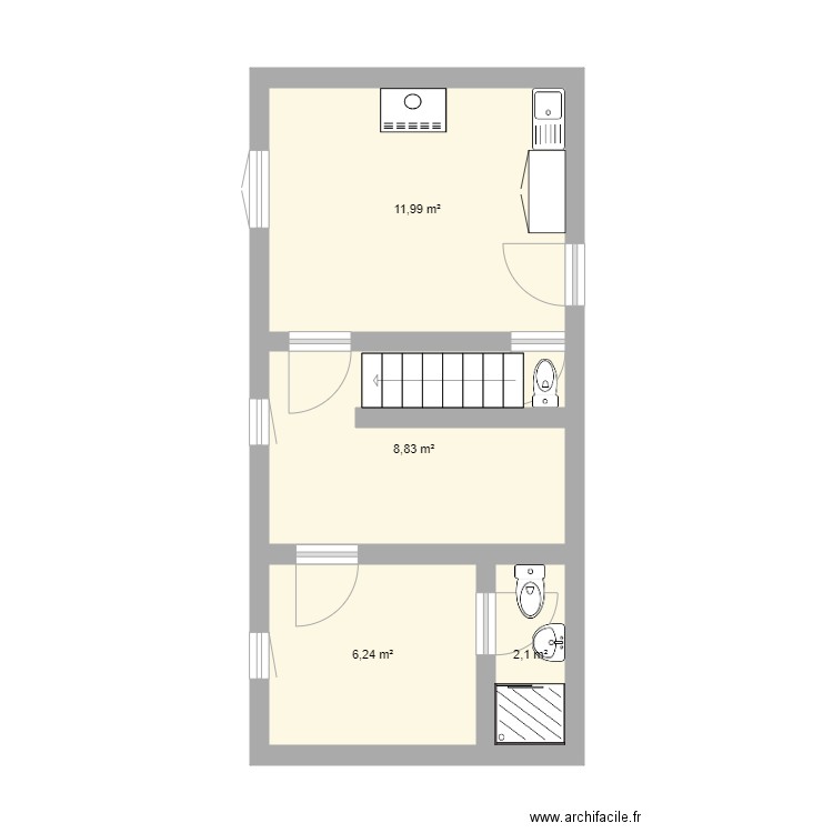 Maison Aurelien Niveau 1. Plan de 4 pièces et 29 m2