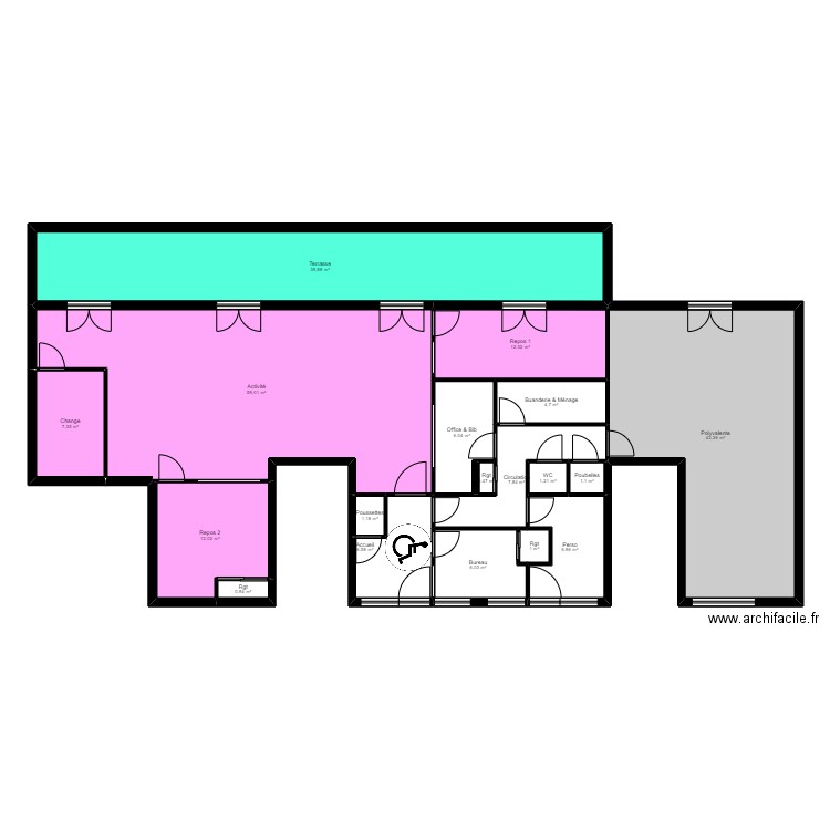 92C9R projet ArL 141123. Plan de 18 pièces et 218 m2