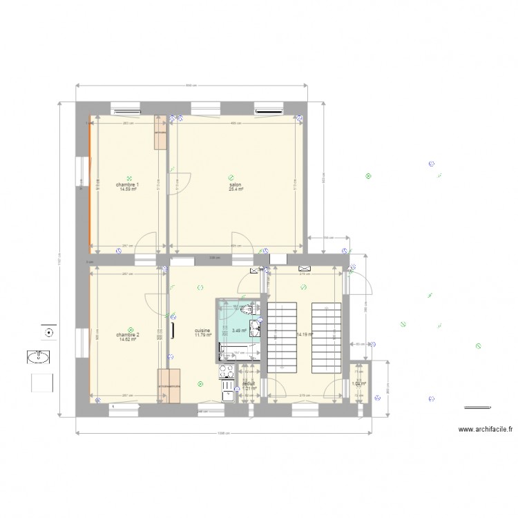 quartier neuf 5 appart 2 em 3 pièces 66 m2. Plan de 0 pièce et 0 m2