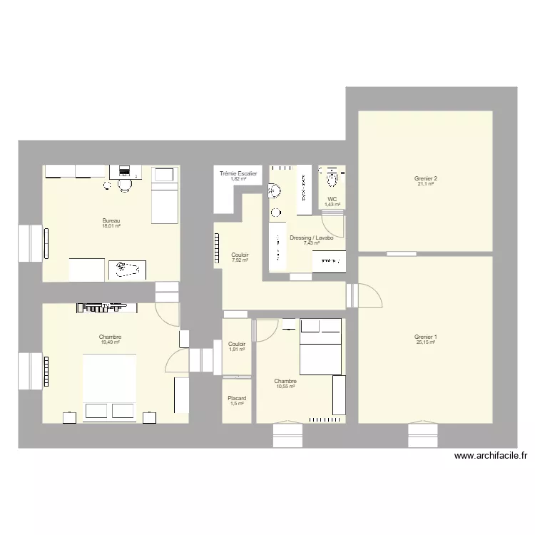 Maison Etage. Plan de Maison Etage. Plan de