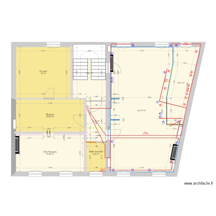 Etage1 Juin22. Plan de 8 pièces et 114 m2