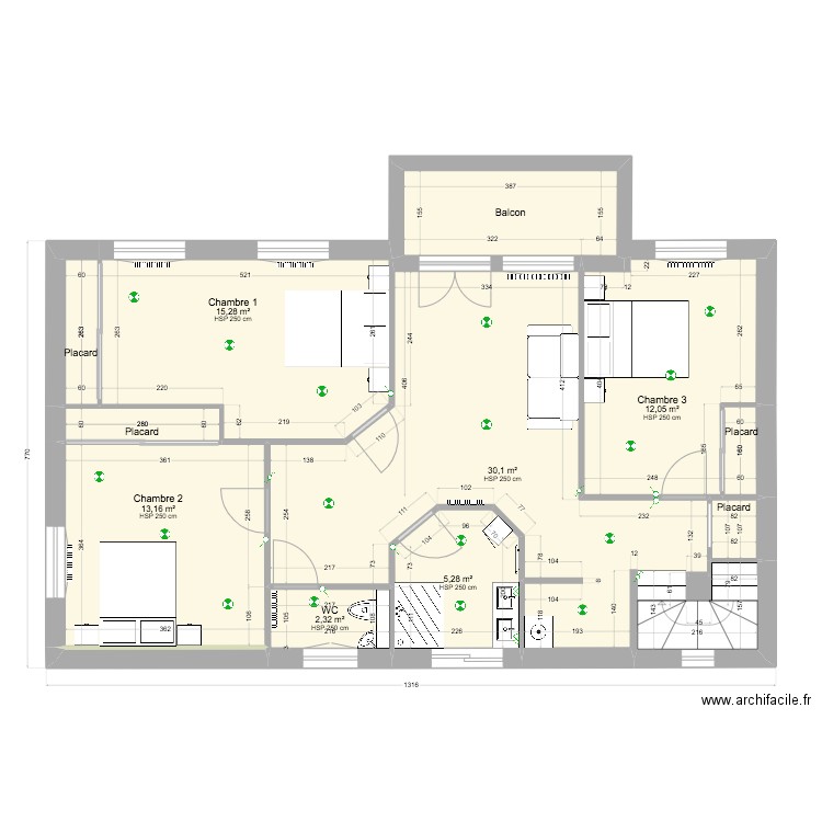 Cotations 1er étage Projet 8. Plan de 0 pièce et 0 m2