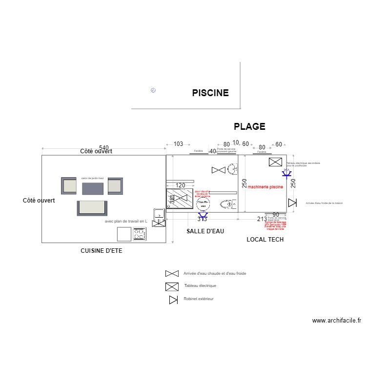 POOL HOUSE plomberie v3 30m2. Plan de 0 pièce et 0 m2