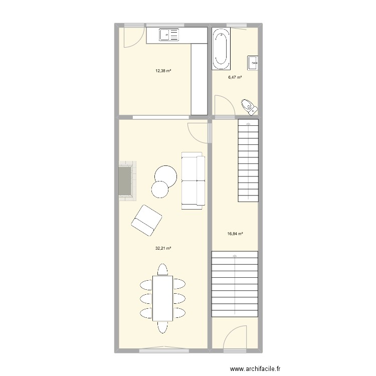 industrie 1er. Plan de 4 pièces et 68 m2