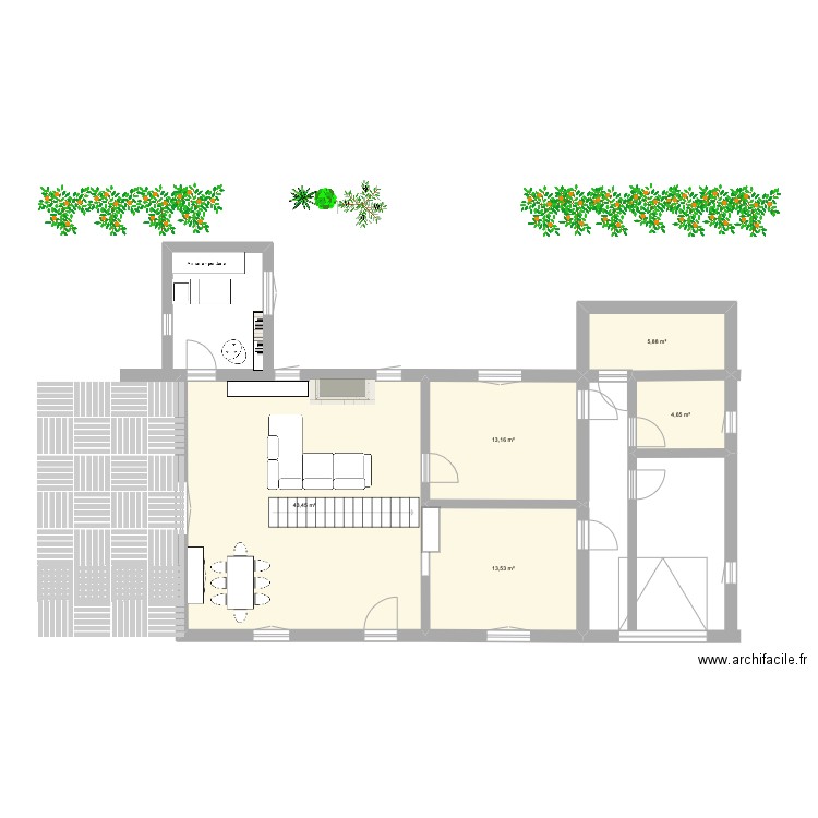 La Gala. Plan de 5 pièces et 81 m2