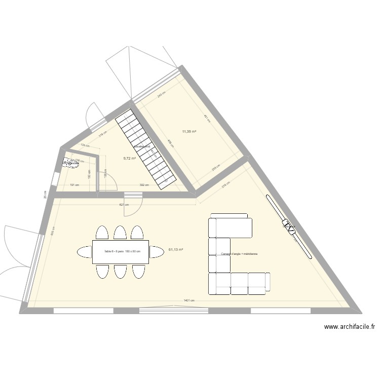 Yann Michaud. Plan de 3 pièces et 82 m2