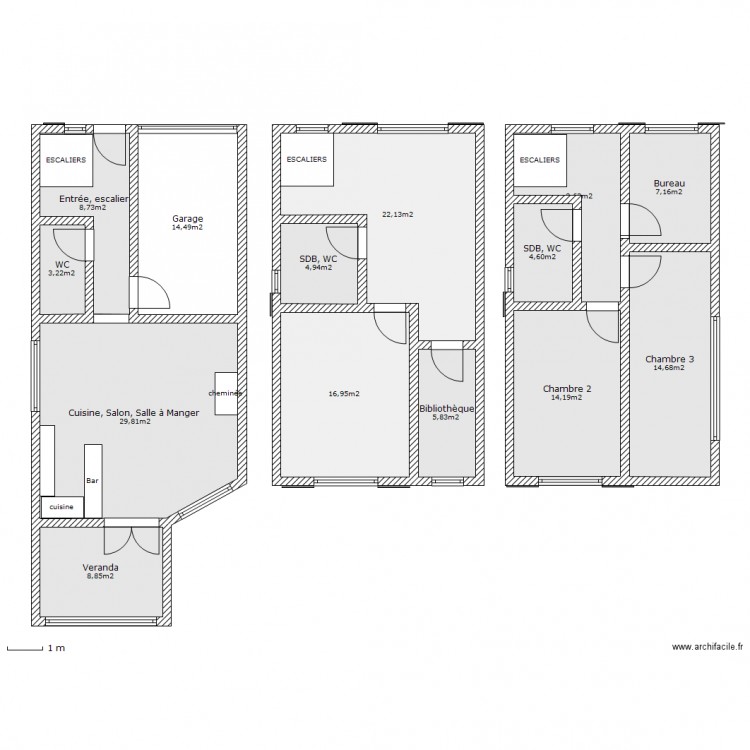 Maison sur 3 niveaux. Plan de 0 pièce et 0 m2