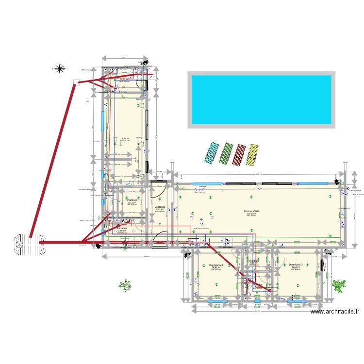 Villa Laromana Evacuations eaux  . Plan de 10 pièces et 131 m2