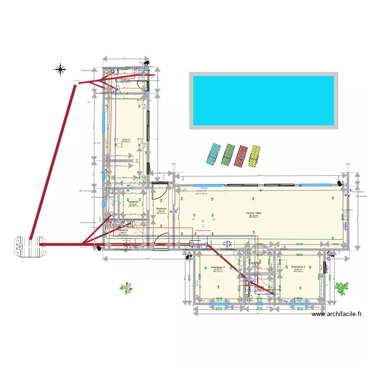 Villa Laromana Evacuations eaux  . Plan de 