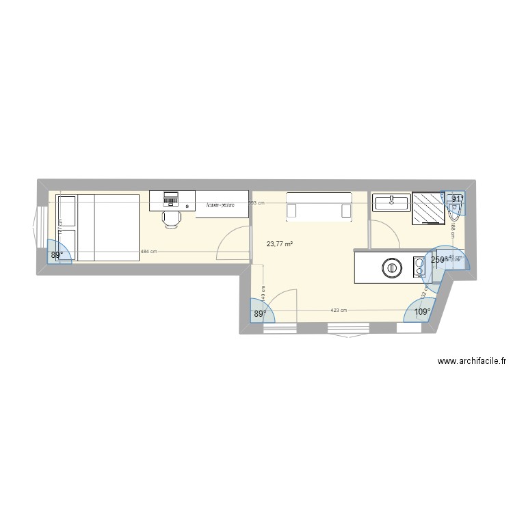 Appartement Milou. Plan de 1 pièce et 24 m2