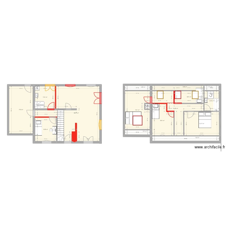 Vannes V2. Plan de 15 pièces et 146 m2