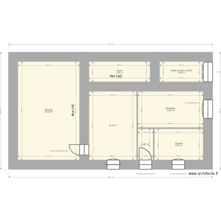 LE GLEUHER Appartement. Plan de 7 pièces et 93 m2