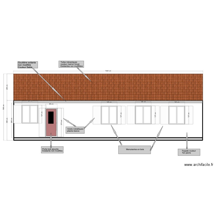 11 JF Façade existante 15 02 23. Plan de 2 pièces et 42 m2