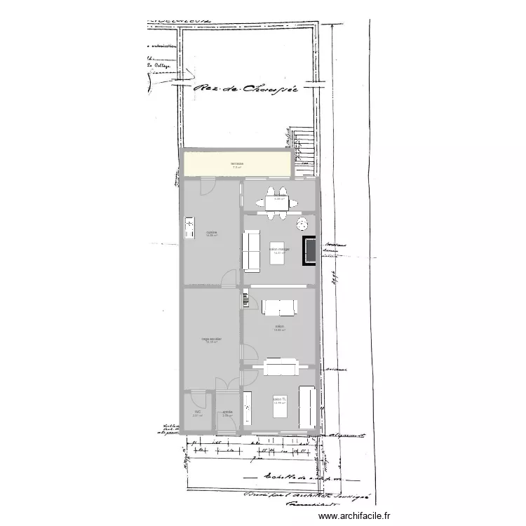 plan RDC BXL pi&egrave;ces base clemence Meubles. Plan de 
