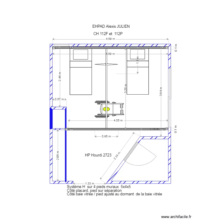 EHPAD ALEXIS JULIEN CH DOUBLE 112F112P. Plan de 