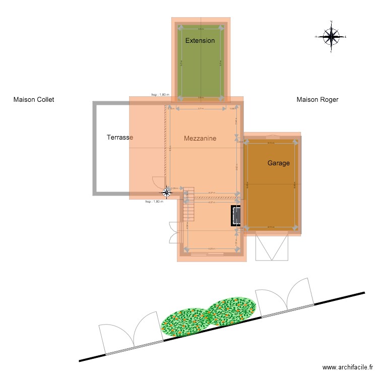 Tara Etage  avec toit et extension après travaux. Plan de 0 pièce et 0 m2