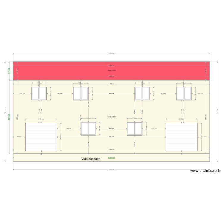 Maison Quissac façade Nord. Plan de 3 pièces et 114 m2