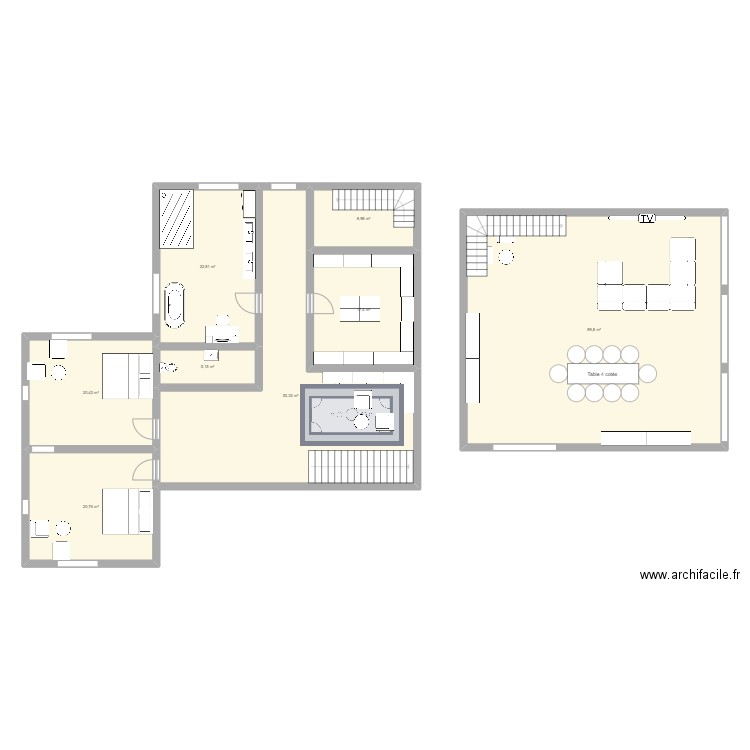 maison. Plan de 8 pièces et 239 m2