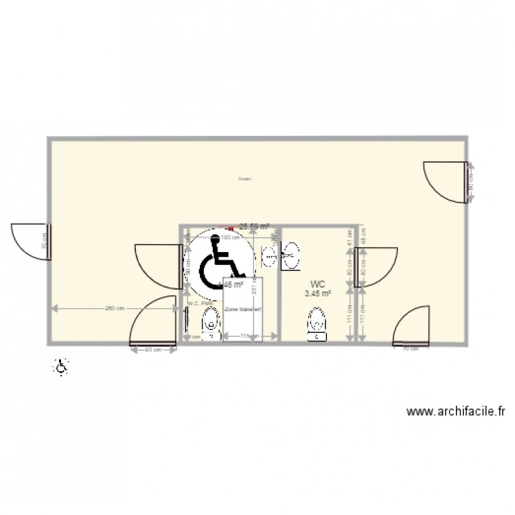 Plan sanitaire PMR1. Plan de 0 pièce et 0 m2