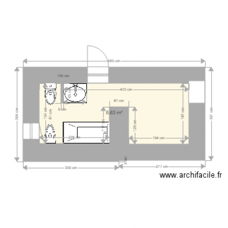 SdB Jeanine quotation piece existante. Plan de 0 pièce et 0 m2