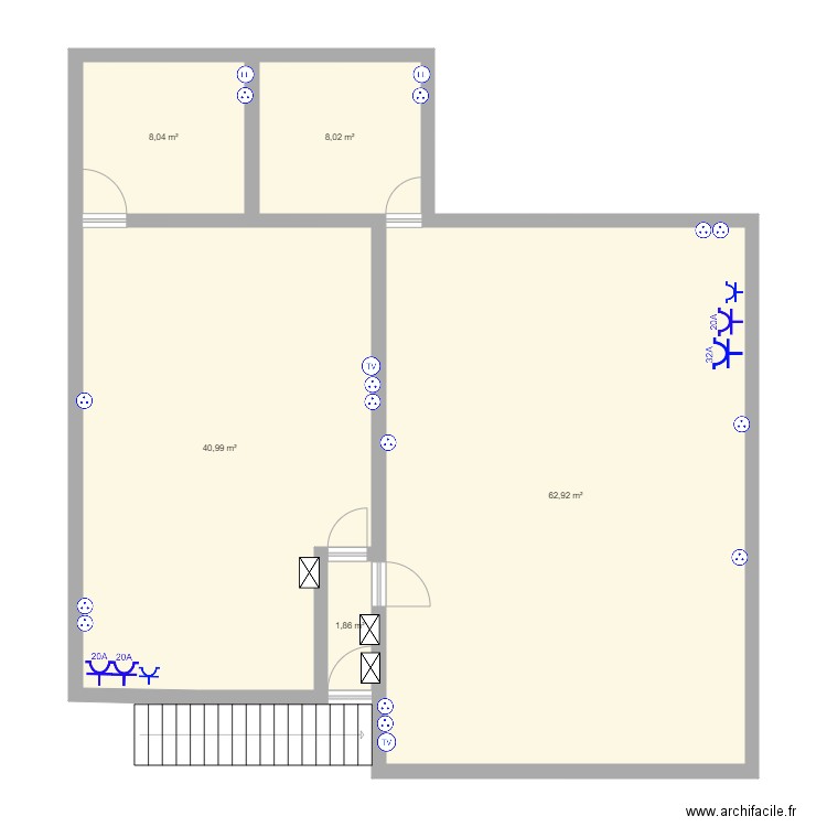 APT1 APT2 PRISE et FORCE. Plan de 5 pièces et 122 m2