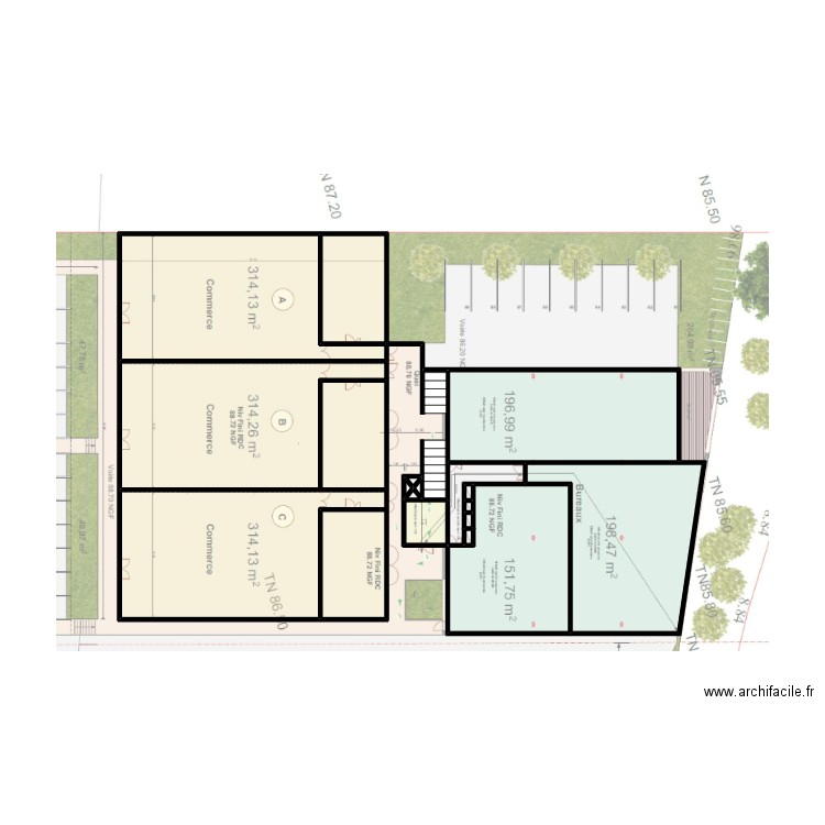 47253. Plan de 17 pièces et 51 m2