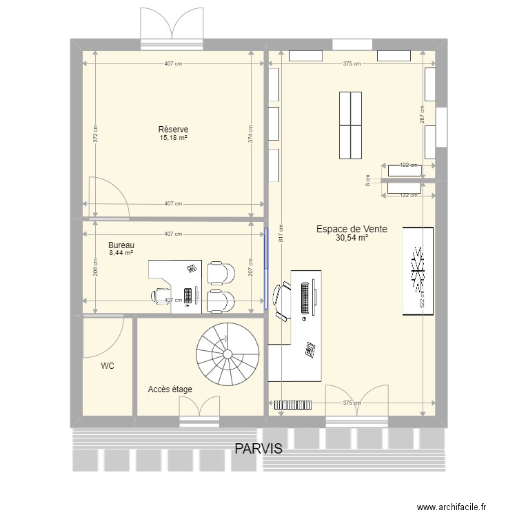 GARE. Plan de 5 pièces et 63 m2