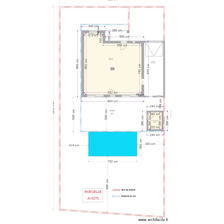 Implantation Piscine . Plan de 0 pièce et 0 m2