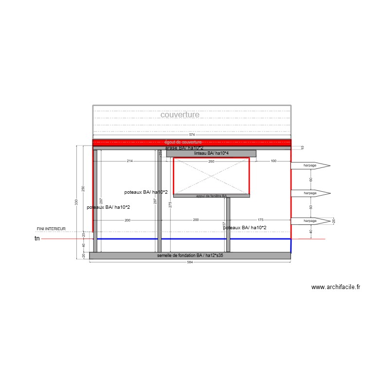 isa/mando plan BA façade est. Plan de 0 pièce et 0 m2