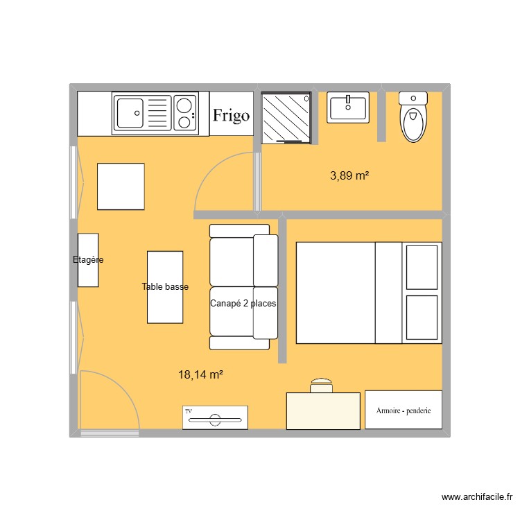 Appartement Boulogne-sur-Mer. Plan de 2 pièces et 22 m2