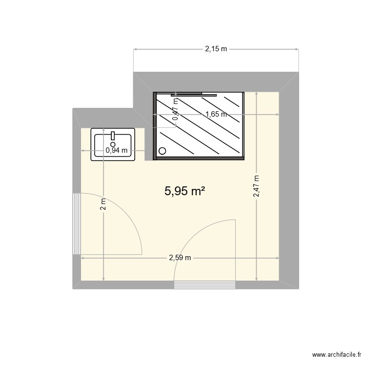 jaehnel. Plan de 1 pièce et 6 m2