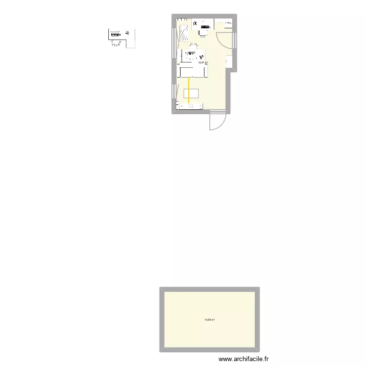 appart. Plan de 2  et 38 m²