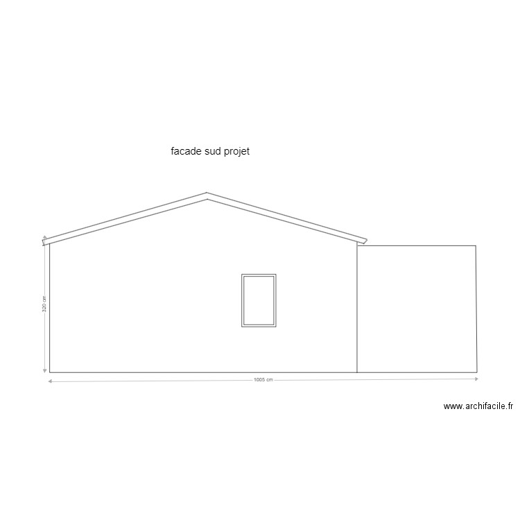 facade sud. Plan de 0 pièce et 0 m2