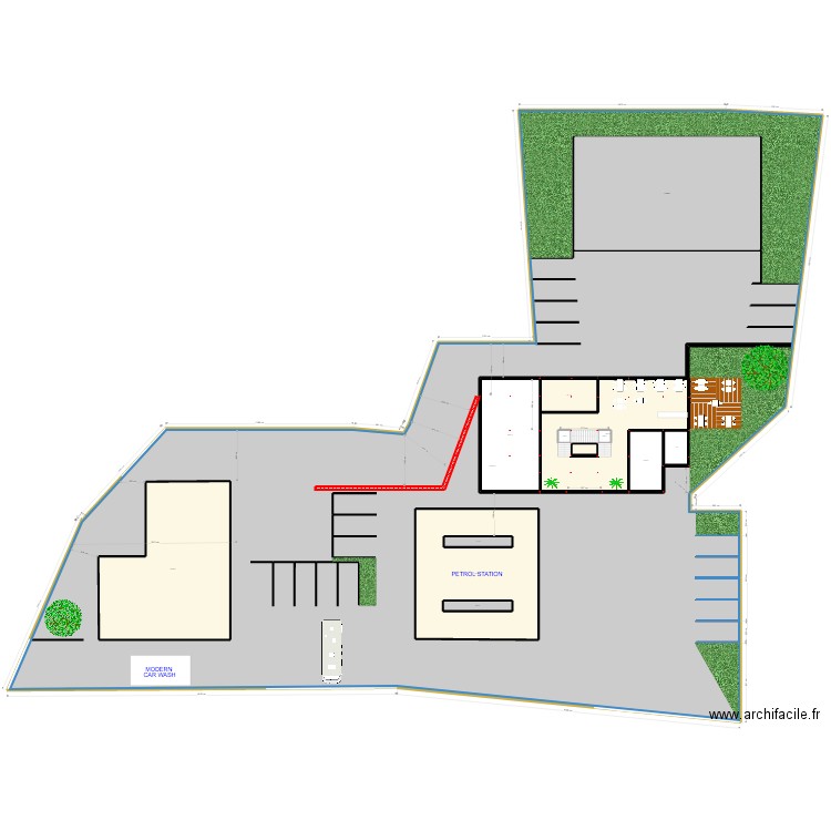 PETROL STATION / LAYOUT FIRST FLOOR 4. Plan de 49 pièces et 1971 m2