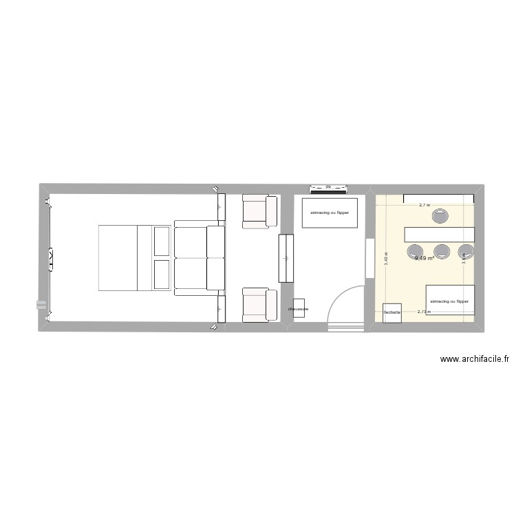 SDB CHAVIGNY. Plan de 1 pièce et 9 m2