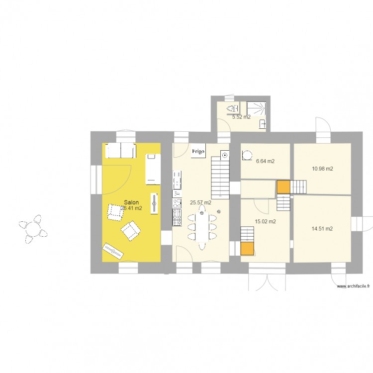 Rez de chaussée modif Sdb 10 mai. Plan de 0 pièce et 0 m2