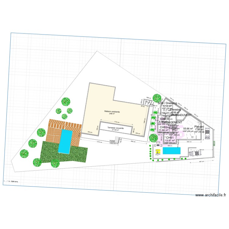 EXISTANT ET PROJET V6. Plan de 0 pièce et 0 m2