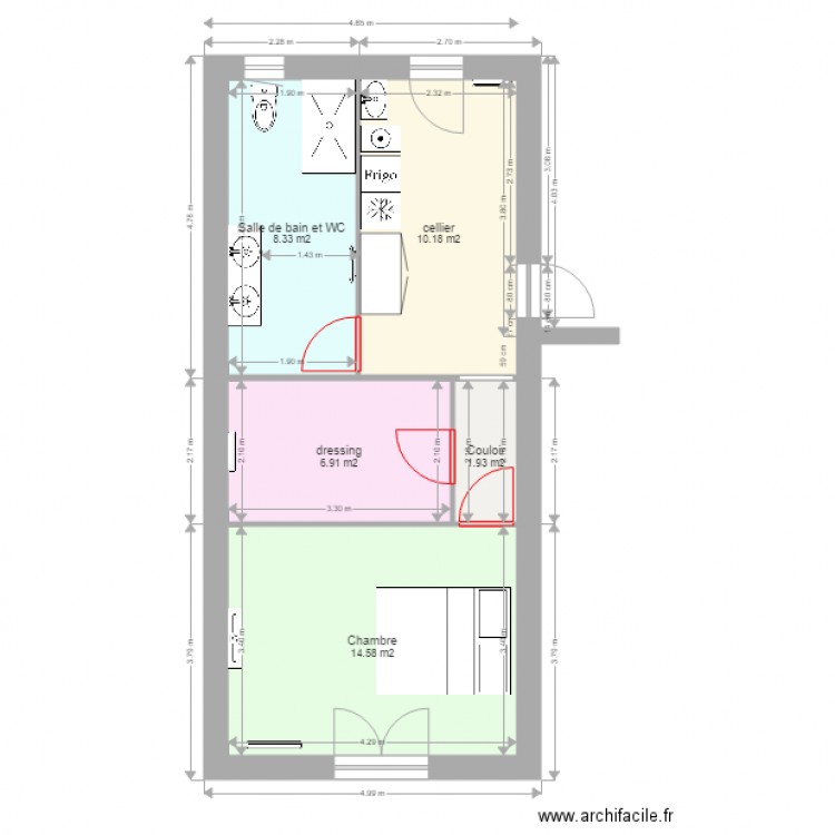 extension 4 pièces 42m habitables. Plan de 0 pièce et 0 m2