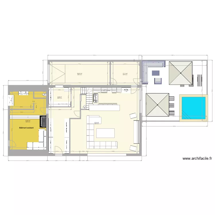 Plan extension salon 12 m v3. Plan de 