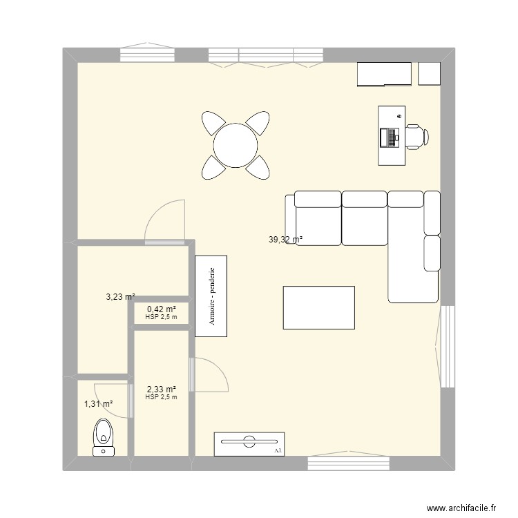 TATON. Plan de 5 pièces et 47 m2