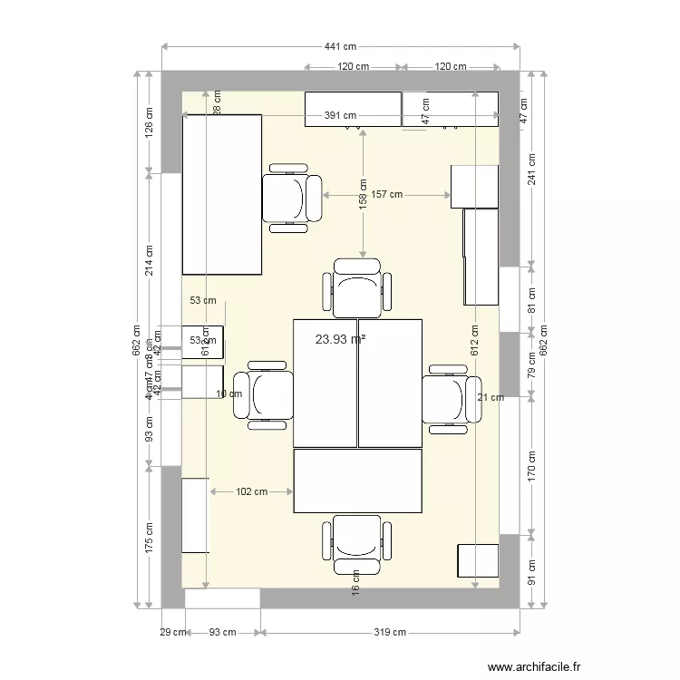 bureau secretariat existant. Plan de 