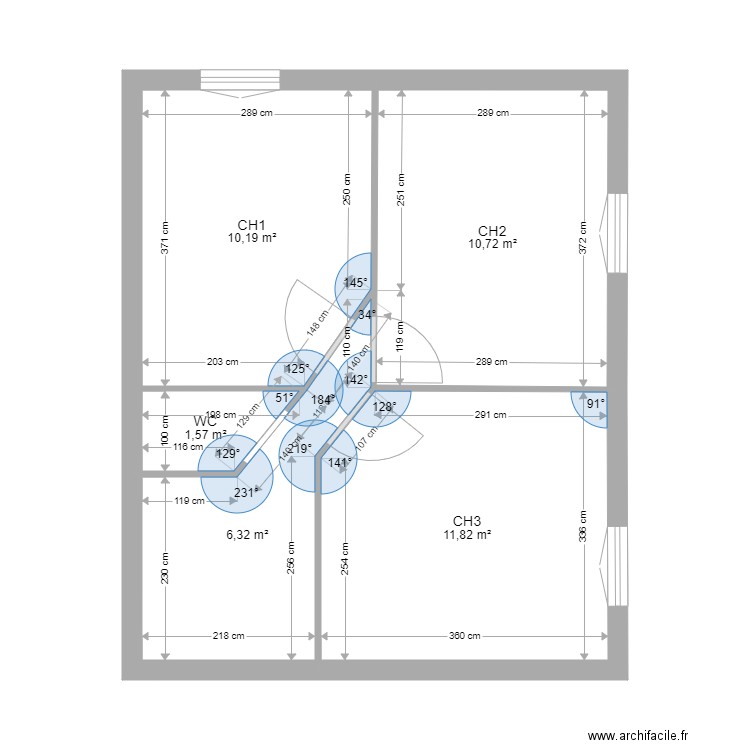 Champ Chevalier ETAGE. Plan de 5 pièces et 41 m2