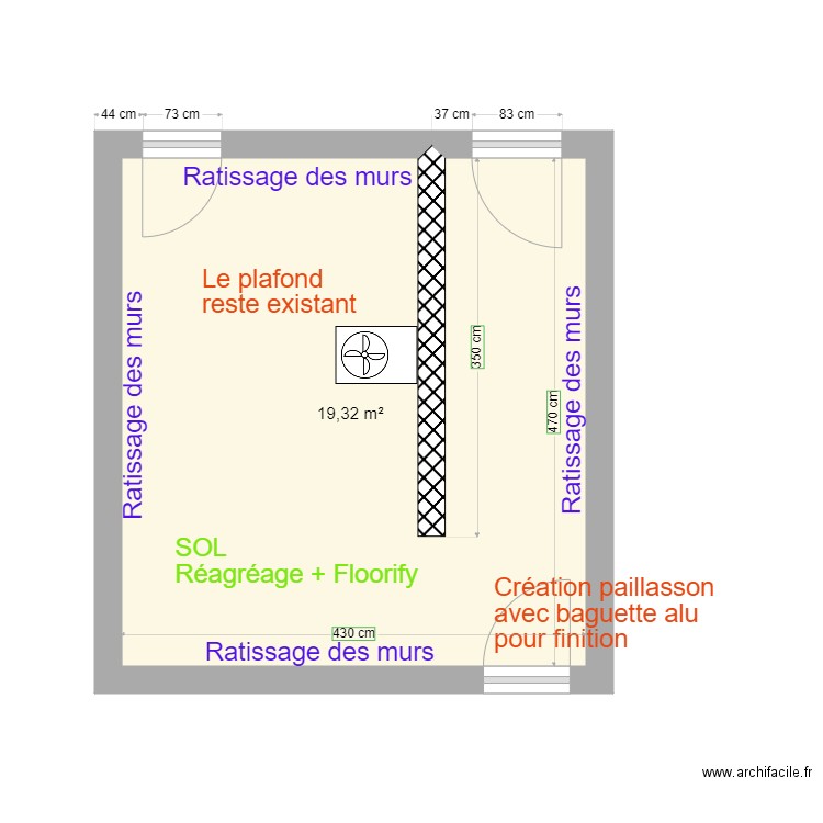 DECUYPERE. Plan de 1 pièce et 19 m2