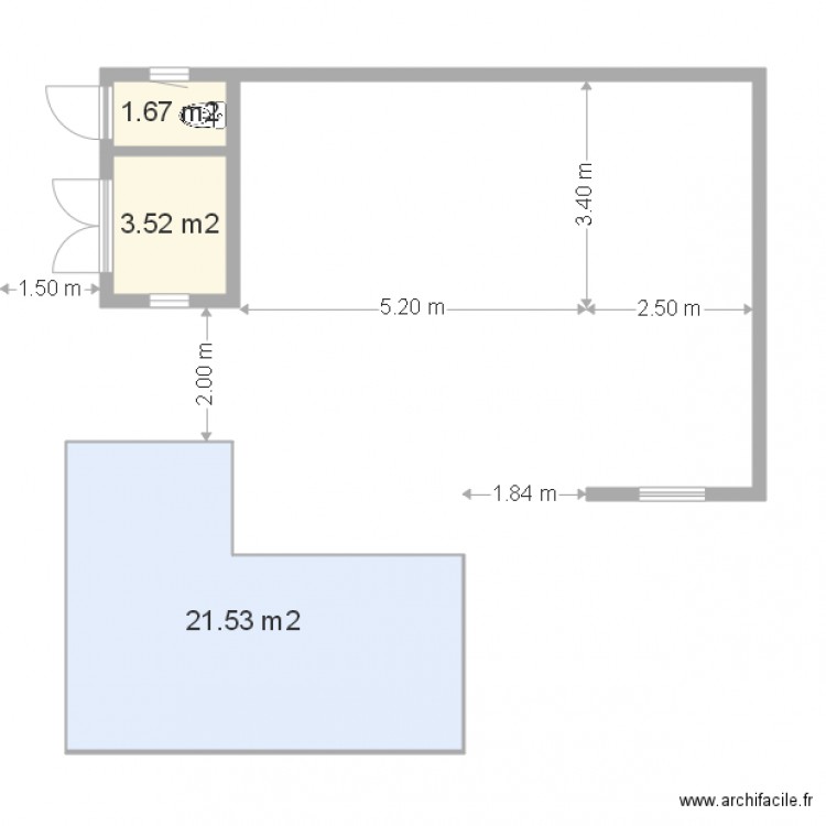 pool house L var2 sans mob avec piscine. Plan de 0 pièce et 0 m2