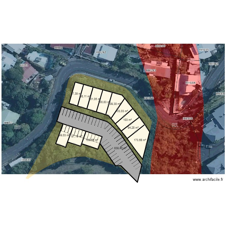 MIMOSAS . Plan de 13 pièces et 2107 m2