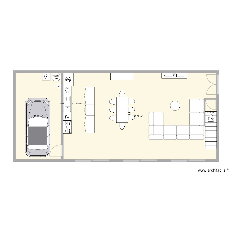 Nella Jordan RDC (2). Plan de 3 pièces et 84 m2