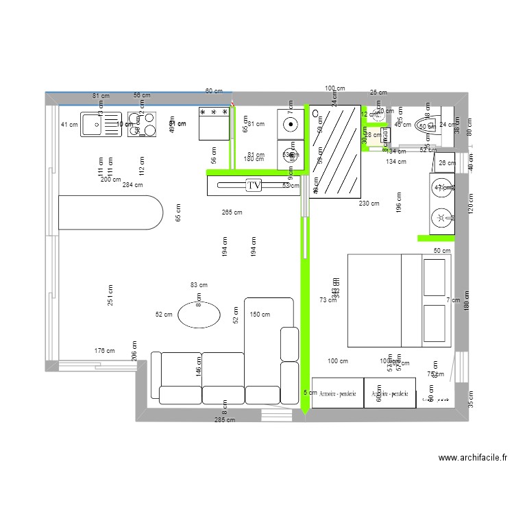 VPN sanitaire. Plan de 1 pièce et 0 m2